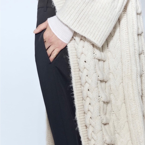 ZARA Women's Textured Cable Knit Coat(Ecru , US  M / EUR  M) - Picture 3 of 14
